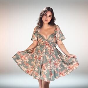 Altar’d State Annemarie Sage Floral Mini Dress | Zimmermann-Vibes, Cottage-core